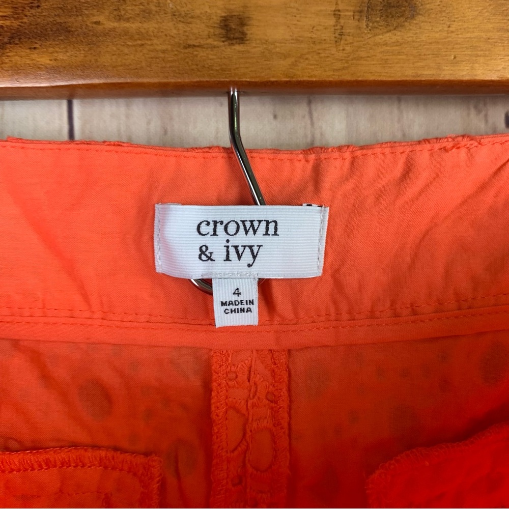 Crown & Ivy Orange Shorts with Floral Texture - Picture 8 of 8